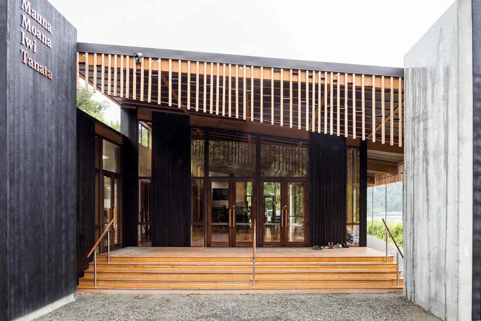 Tuhoe Living Building Project Lake Waikaremoana Abodo Wood Vulcan Timber Door 03