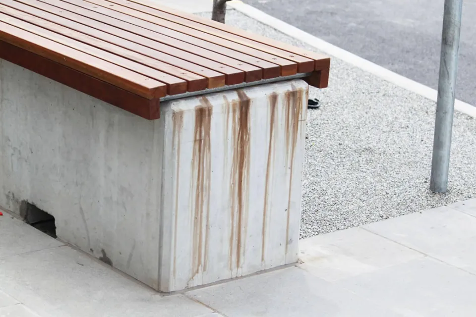 Timber leaching tannin bleed in Kwila Merbau wood