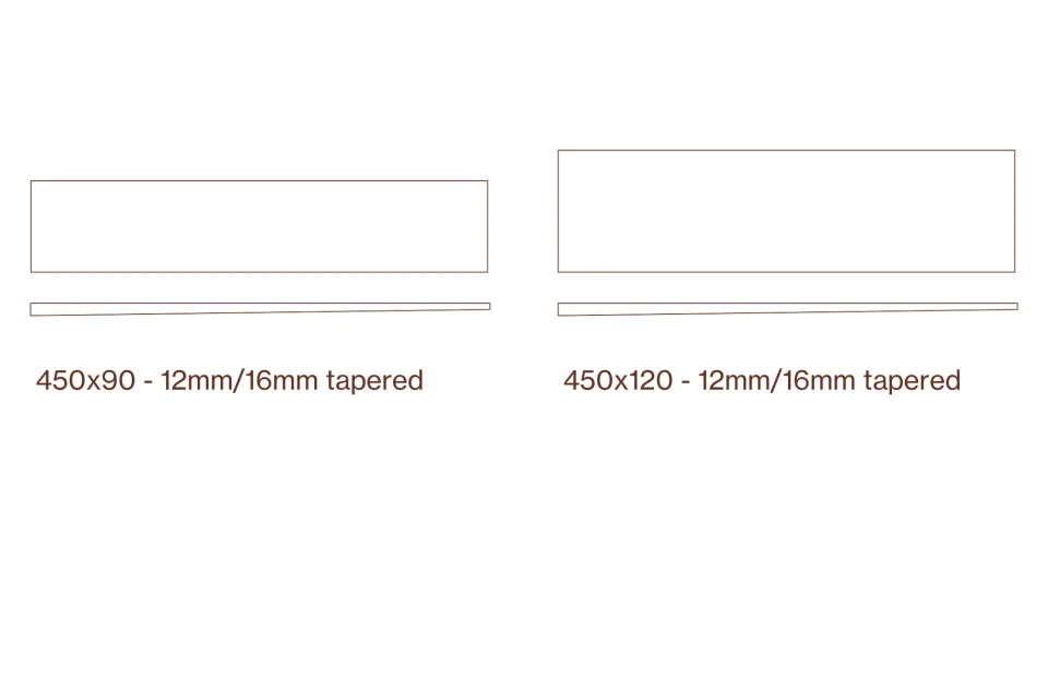 Vulcan Shingles Profile Drawings 450x90 and 450x120 Thermally Modified Timber Abodo Wood