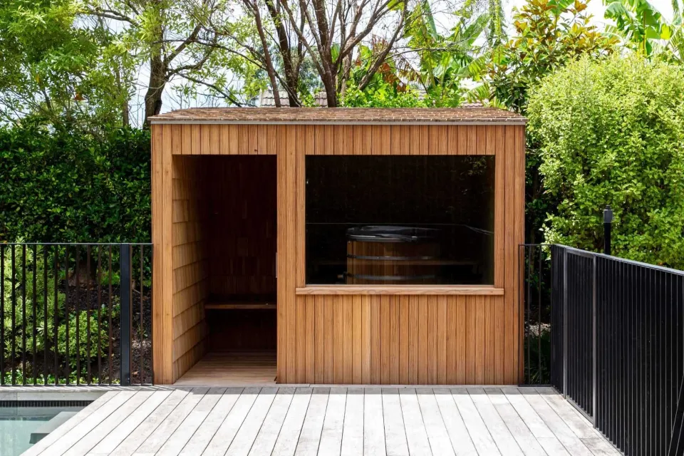 Pool Side Sauna Vulcan Timbers Abodo Wood 05