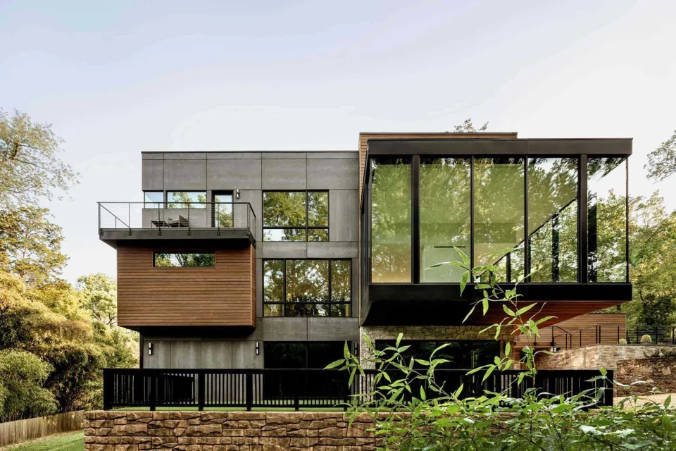 The Cantilever House Vulcan Cladding in Protector Teak Abodo Wood 3